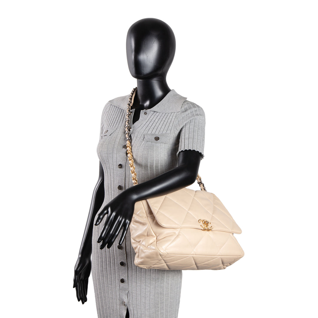 CHANEL 19 Quilted Maxi Flap - Beige OUTLET FINAL SALE