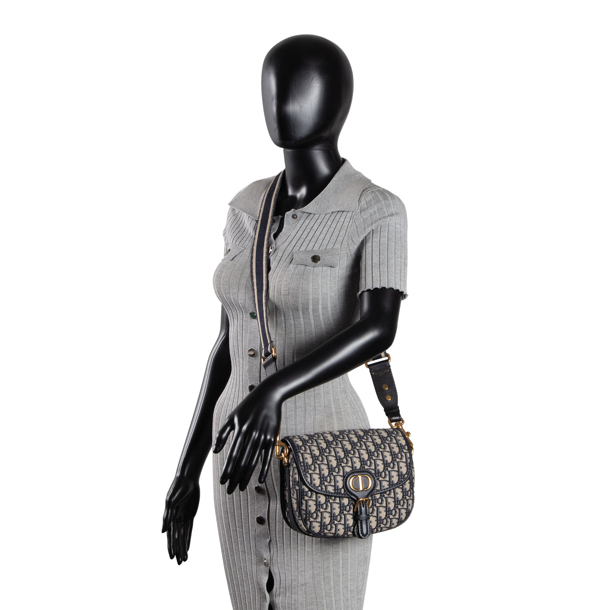 DIOR Medium Blue Oblique Jacquard Bobby Bag