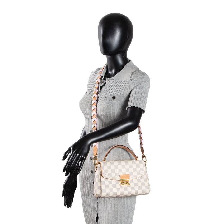 LOUIS VUITTON Damier Azur Braided Croisette Rose