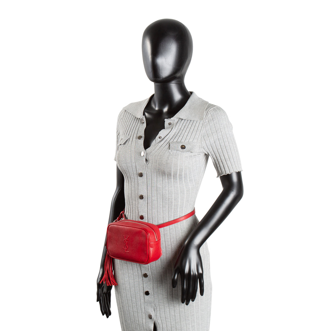 SAINT LAURENT Leather Tassel Leather Belt Bag