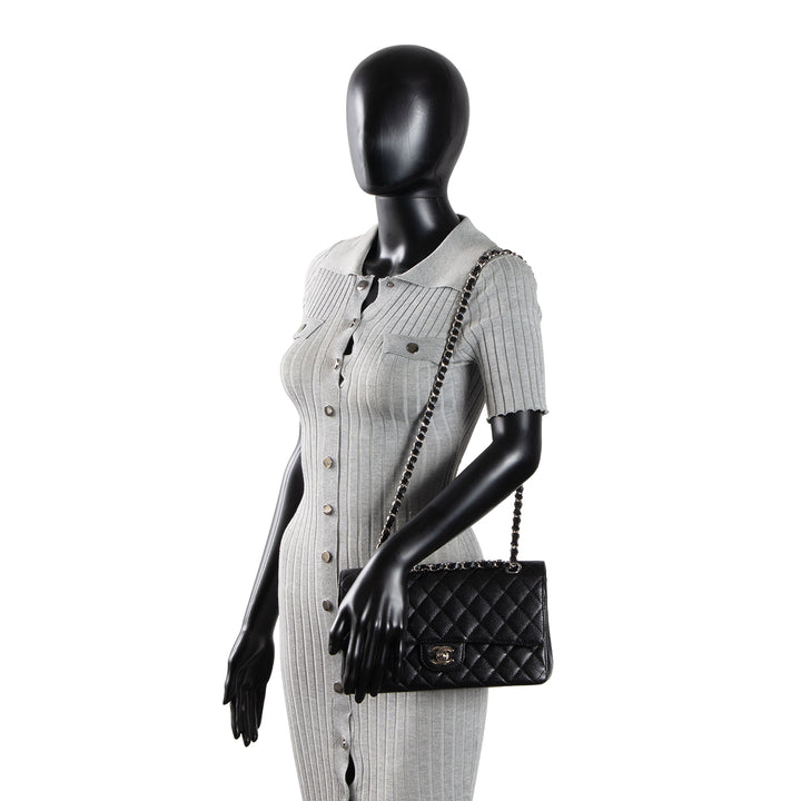 CHANEL Caviar Medium Double Flap Bag - Black