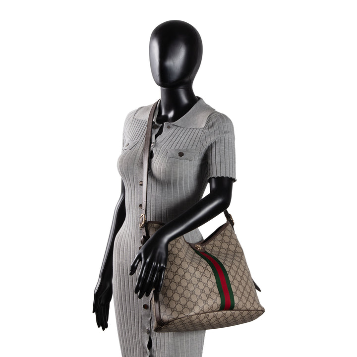 GUCCI GG Supreme Ophidia Large Shoulder Bag w/ Pouch