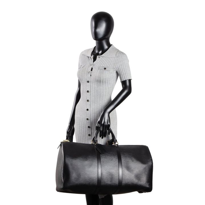 LOUIS VUITTON Epi Leather Keepall 55- Black