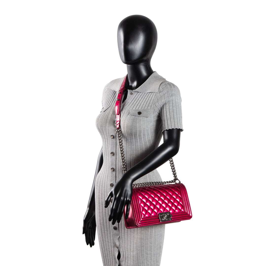 CHANEL Medium Boy Bag - Quilted Patent Leather
