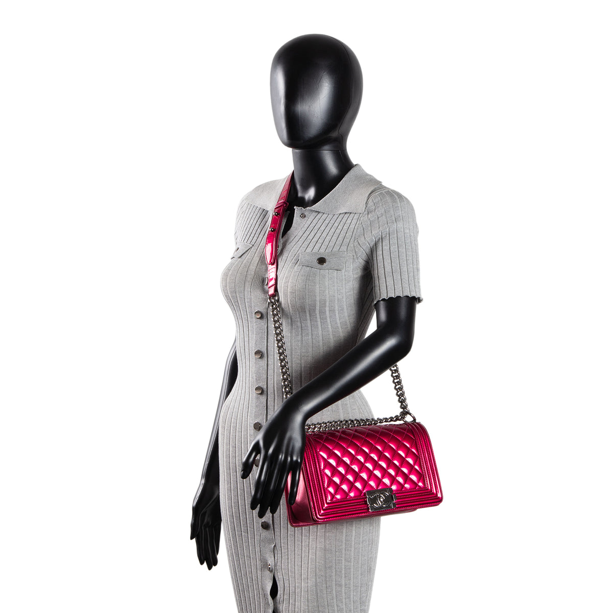 CHANEL Medium Boy Bag - Quilted Patent Leather