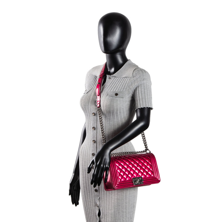CHANEL Medium Boy Bag - Quilted Patent Leather