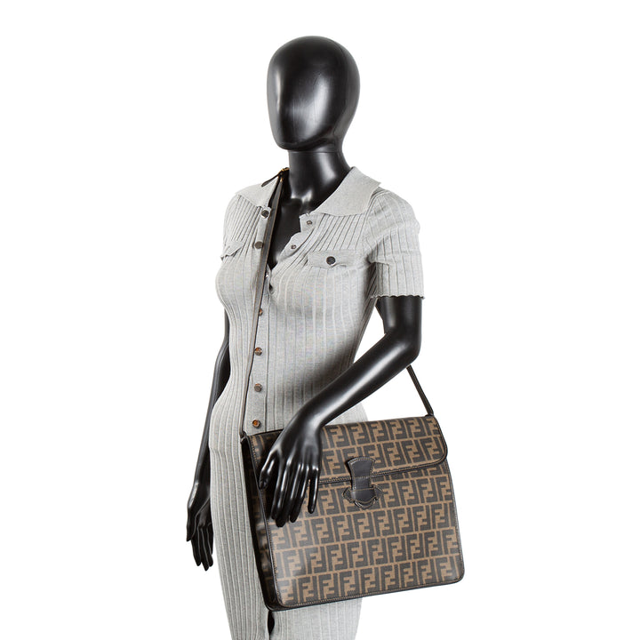 FENDI Leather Trimmed Zucca Portfolio Case