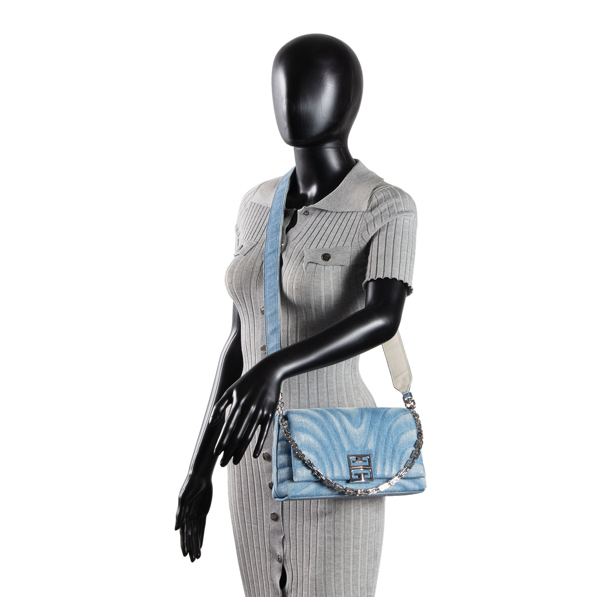 GIVENCHY Denim Ombre 4G Shoulder Bag - Light Blue