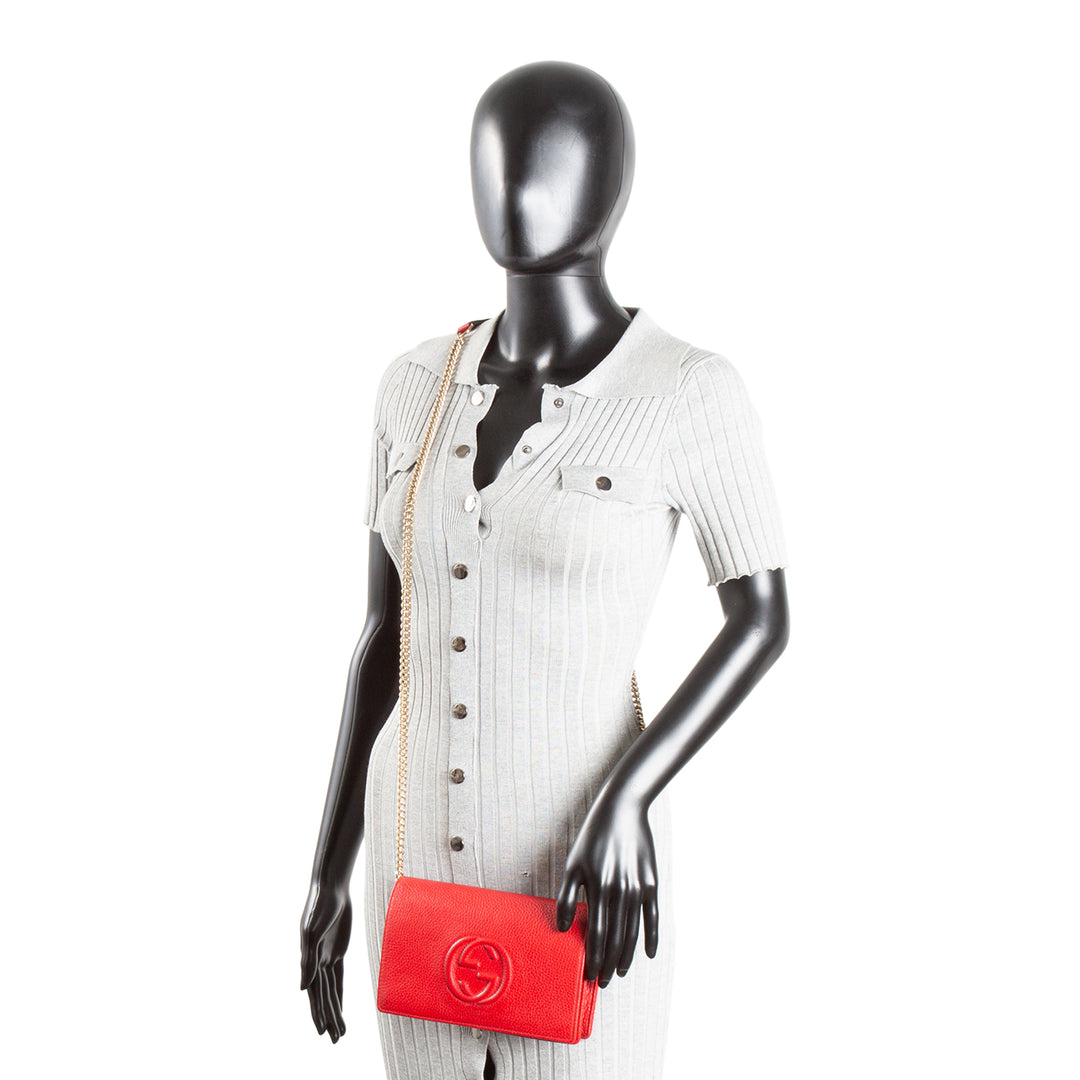 GUCCI Soho Disco Wallet On Chain - Red OUTLET FINAL SALE