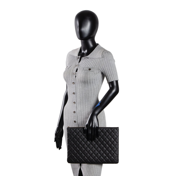 CHANEL Caviar Large O-Case - Black