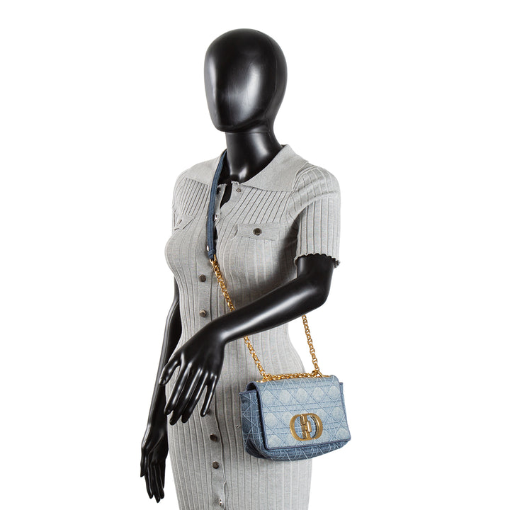 DIOR Small Denim Cannage Caro Bag