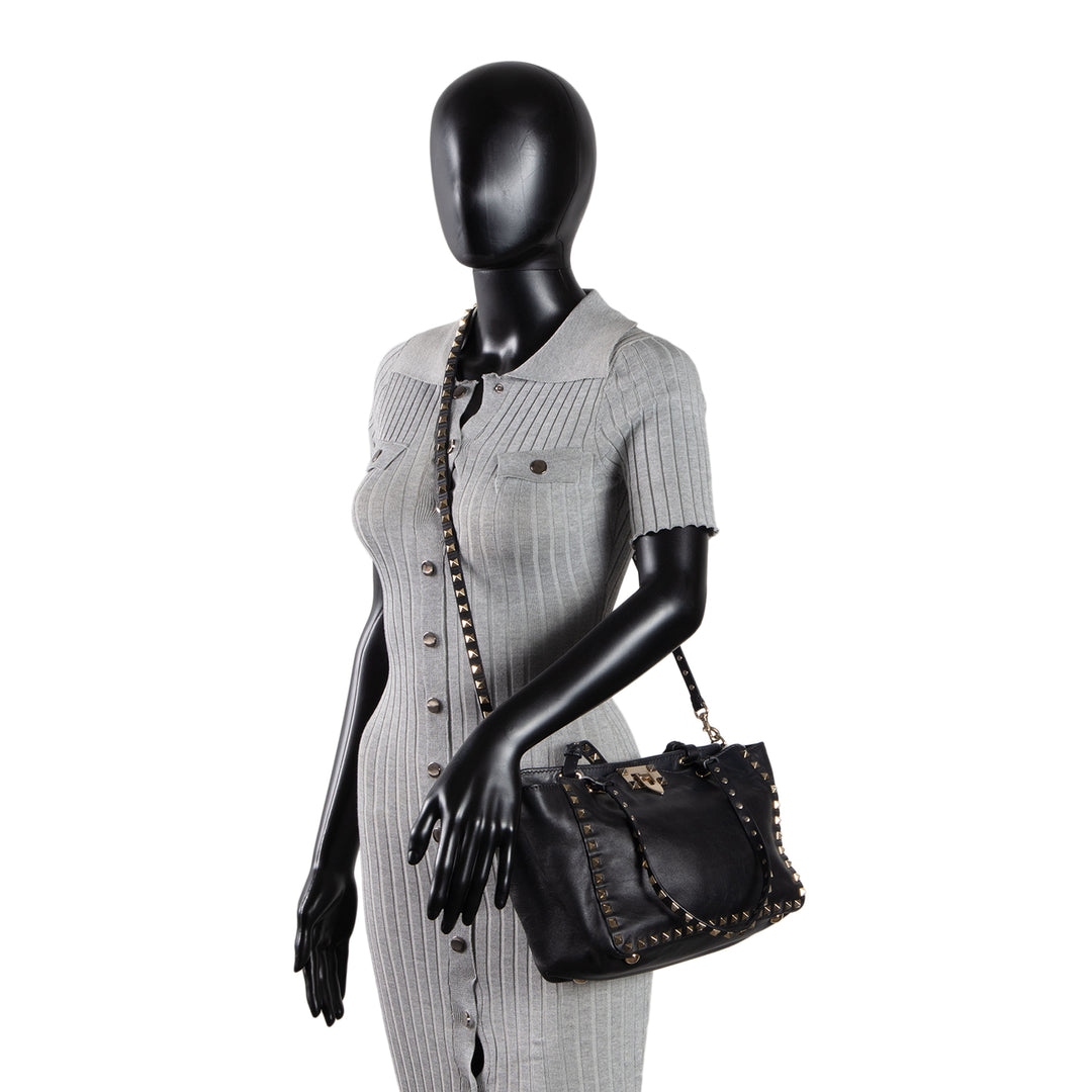 VALENTINO Rockstud Top Handle Bag - Black OUTLET FINAL SALE