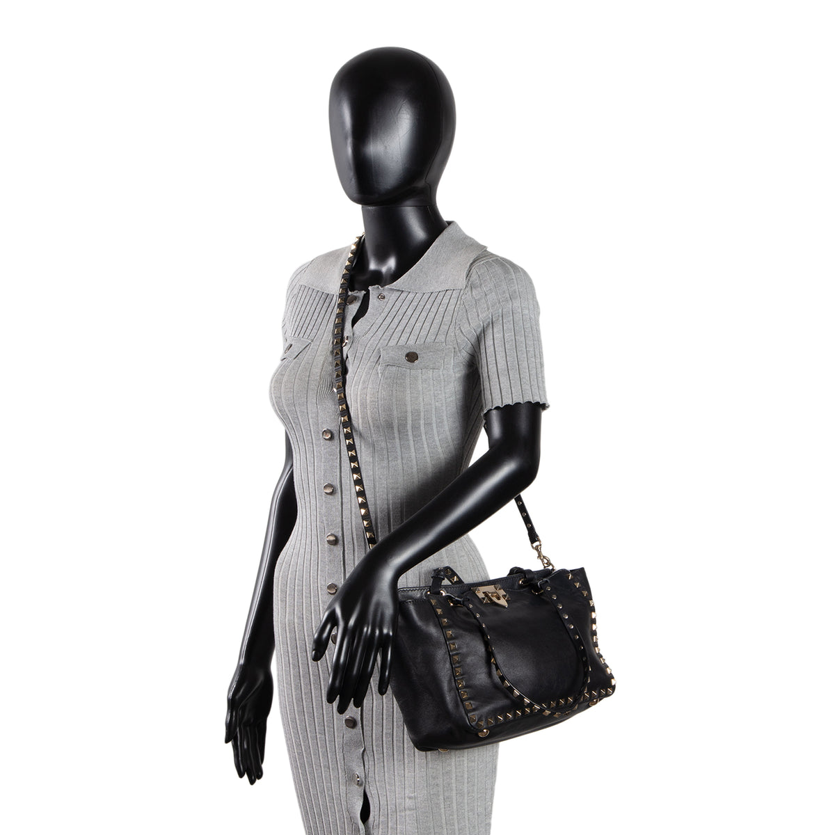 VALENTINO Rockstud Top Handle Bag - Black OUTLET FINAL SALE