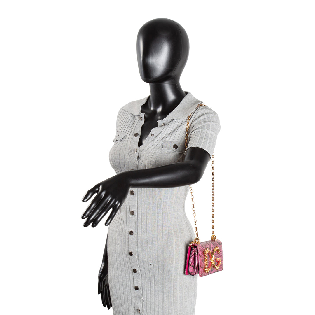 DOLCE & GABBANA Girls Phone Bag - Pink Python