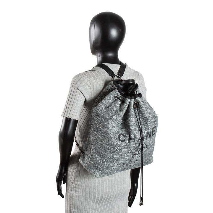 CHANEL Tweed Deauville Backpack - Gray