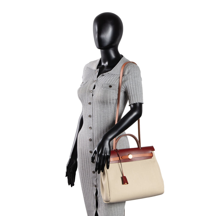 HERMES Military Toile Vache Hunter Herbag Zip 31