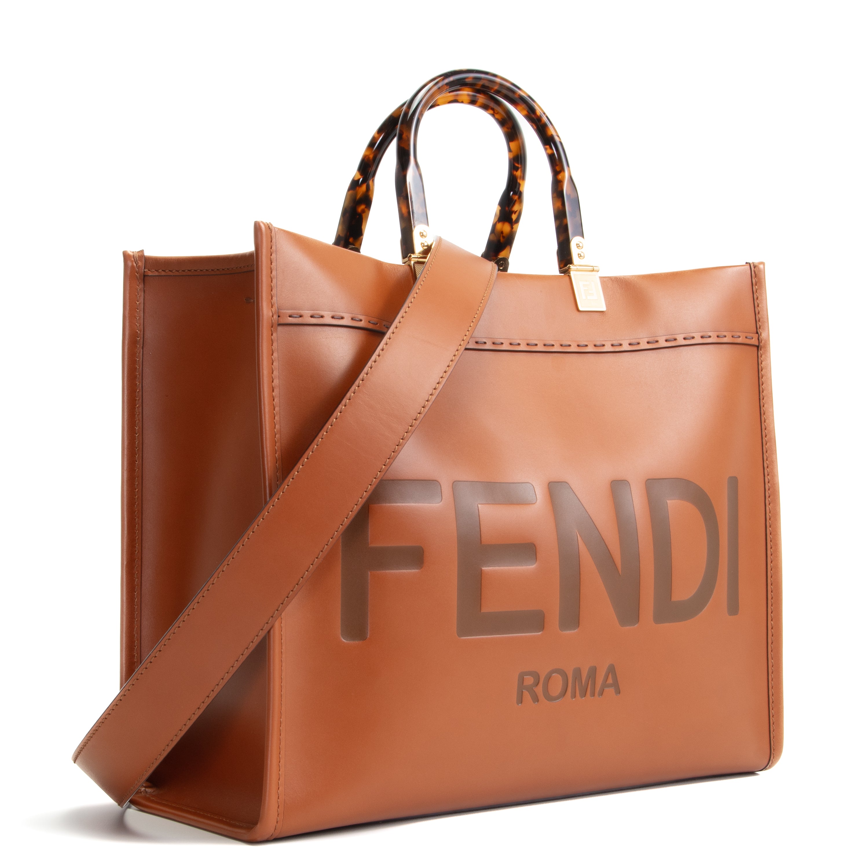 FENDI Sunshine Shopper Tote Medium Leather - Cognac – ALB