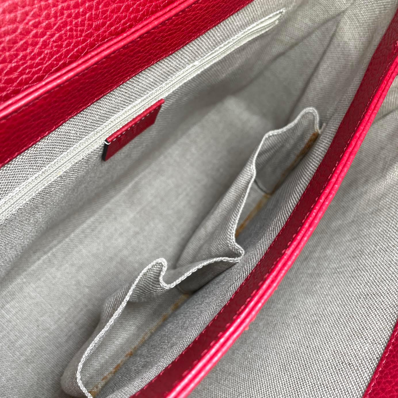 Gucci Dollar Calfskin Interlocking G Medium Shoulder Bag Red 