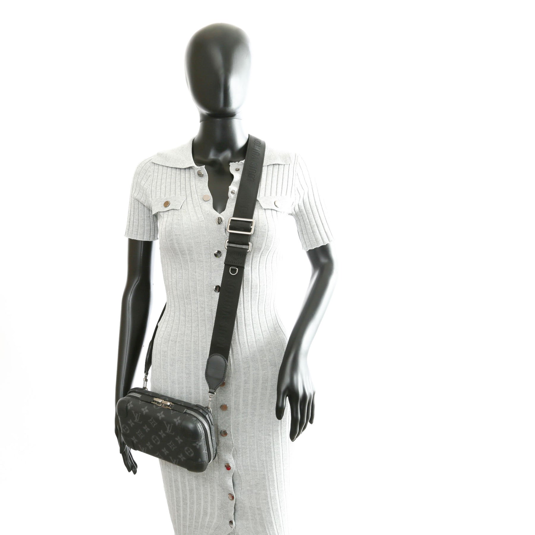 Louis Vuitton Monogram Eclipse Horizon Clutch Silver Hardware, 2022 (Like New), Womens Handbag