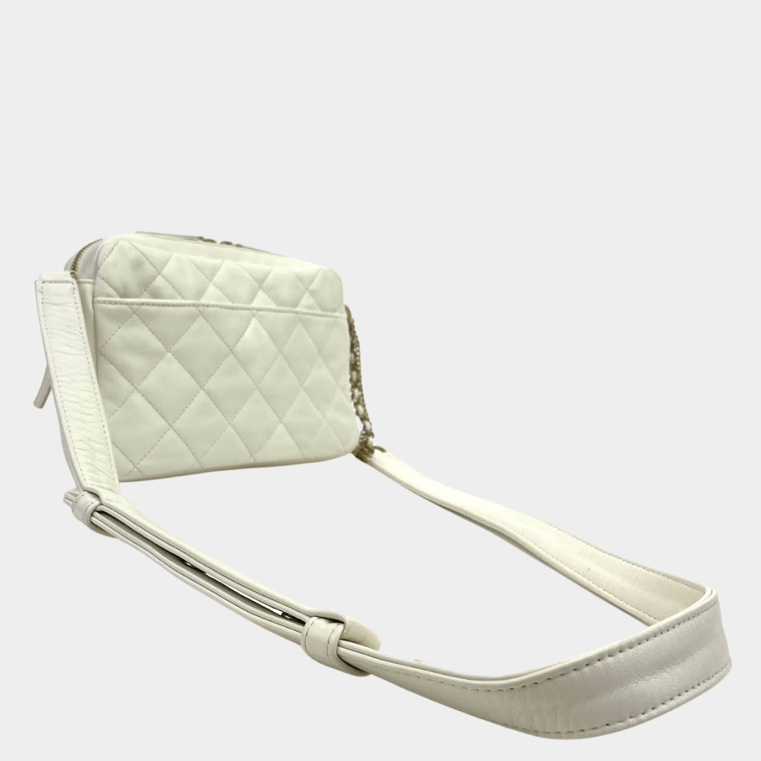 CHANEL Small Pocket Box Quilted Patent Leather Crossbody Camera Bag Bl