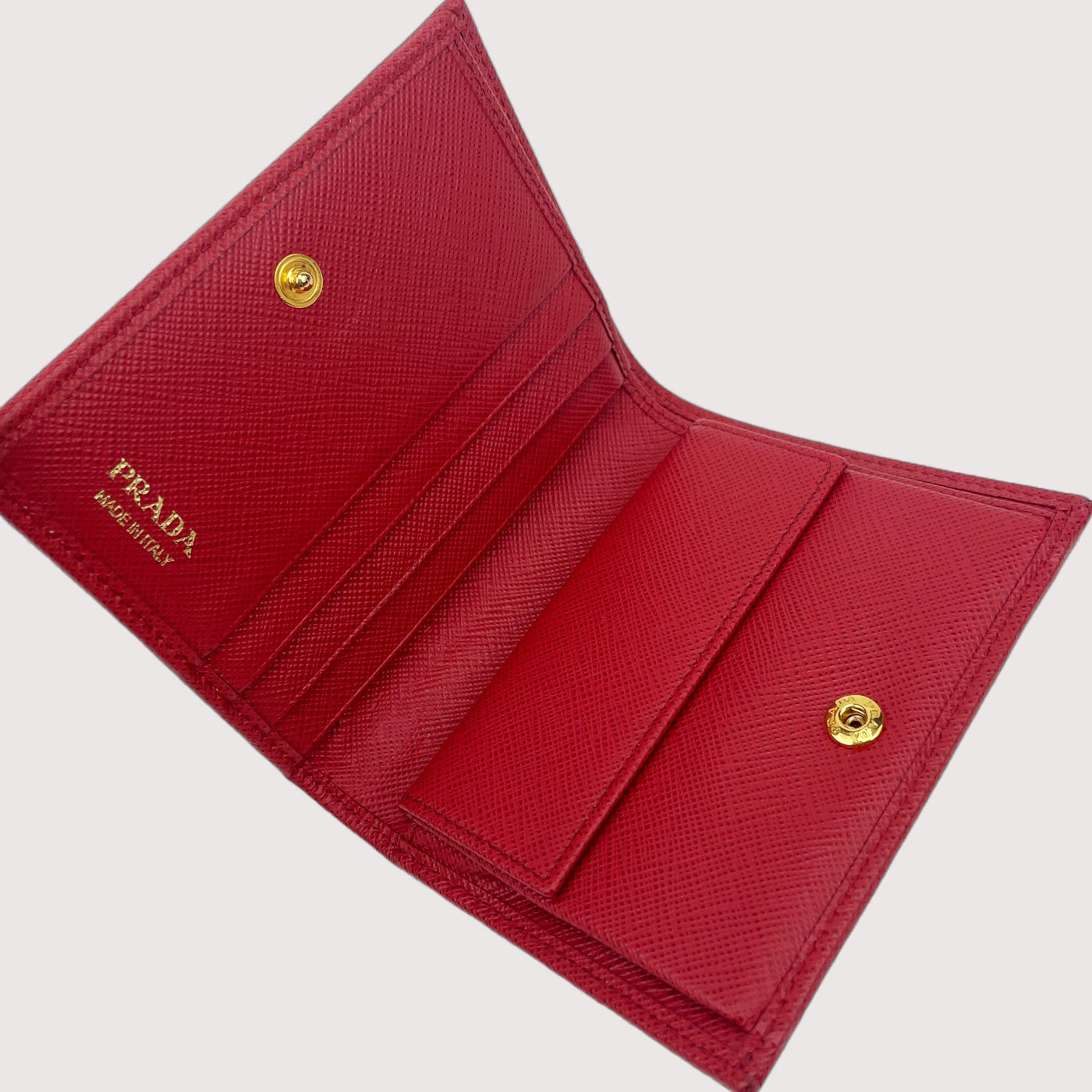 Prada Saffiano Wallet  Bifold Card Wallet Red