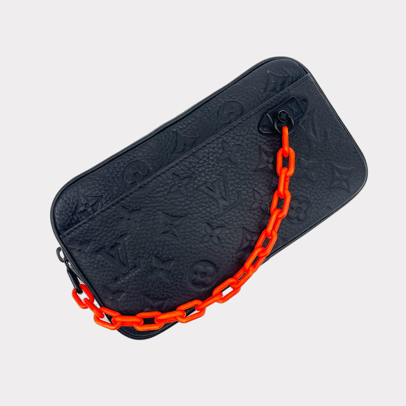 Louis Vuitton, Bags, Louis Vuitton Black Soft Pochette Volga Belt Bag  Clutch W Orange Chain Virgil