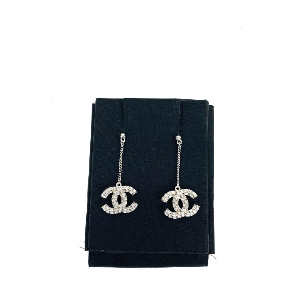 CHANEL 2021 Strass CC Drop Earring - ALB