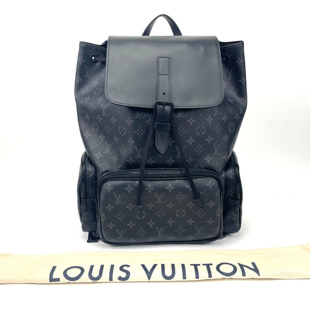 louis-vuitton leather black backpack for men